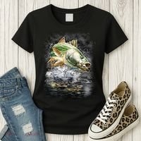 Walleye Wilderness - Fishing Jumping Fish Women's T-Shirt thumb 3