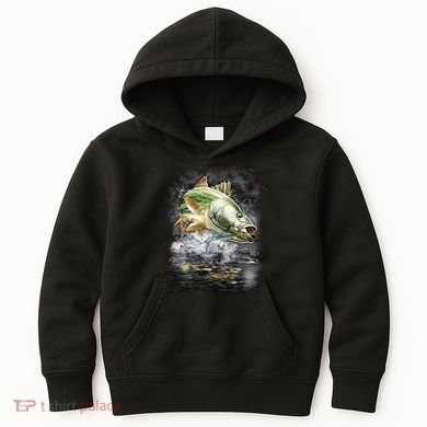 Walleye Wilderness - Fishing Jumping Fish Kids Hoodie