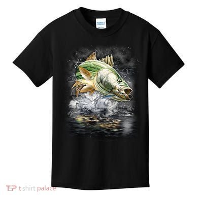Walleye Wilderness - Fishing Jumping Fish Kids T-Shirt