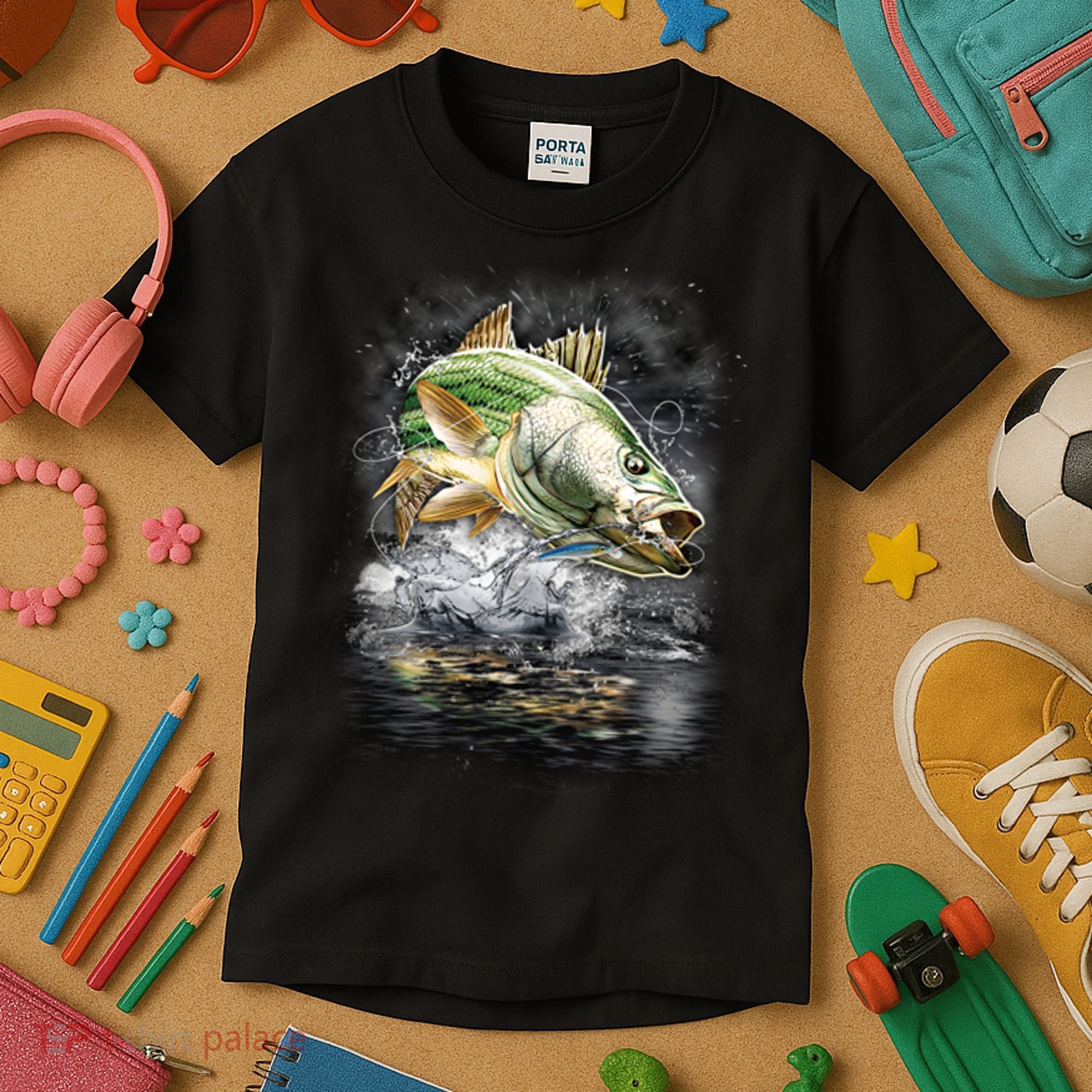 Walleye Wilderness - Fishing Jumping Fish Kids T-Shirt