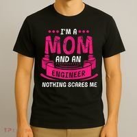 Womens A Mom And Engineer Nothing Scares Me Mechanical Funny T-Shirt thumb 3