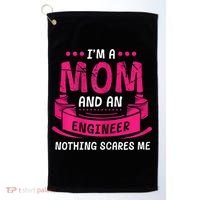 Womens A Mom And Engineer Nothing Scares Me Mechanical Funny Golf Towel thumb 0