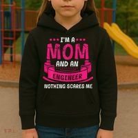 Womens A Mom And Engineer Nothing Scares Me Mechanical Funny Kids Hoodie thumb 3