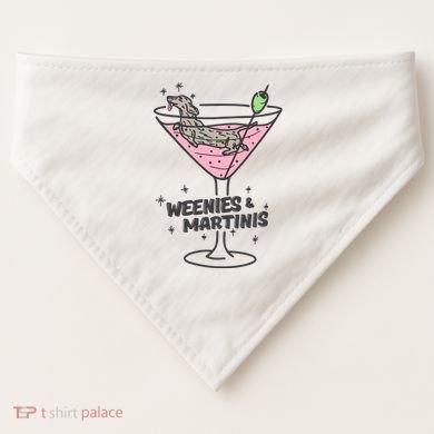 Weenies And Martini Weenie Dog Lover USA-Made Doggie Bandana