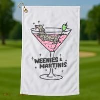 Weenies And Martini Weenie Dog Lover Golf Towel thumb 1
