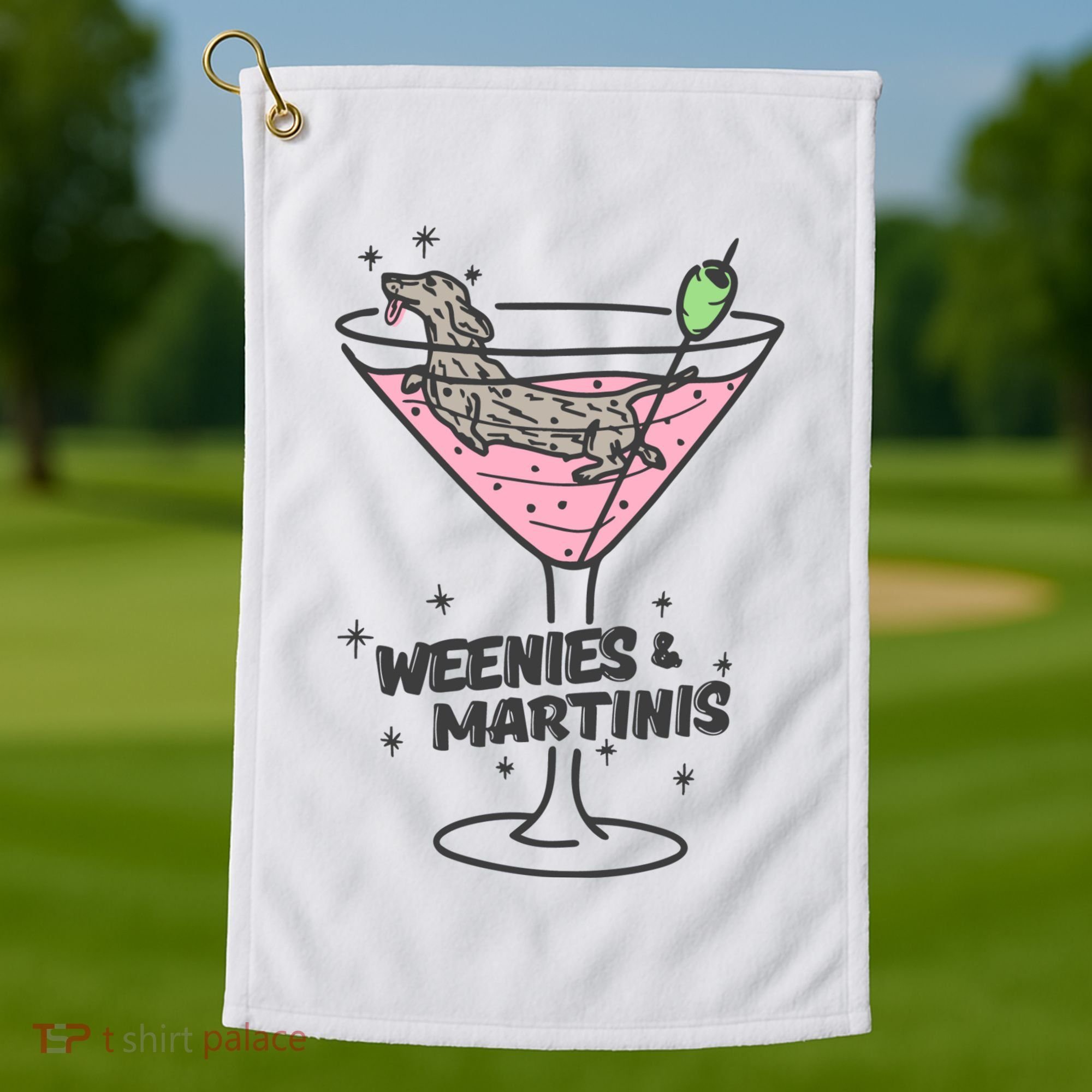 Weenies And Martini Weenie Dog Lover Golf Towel