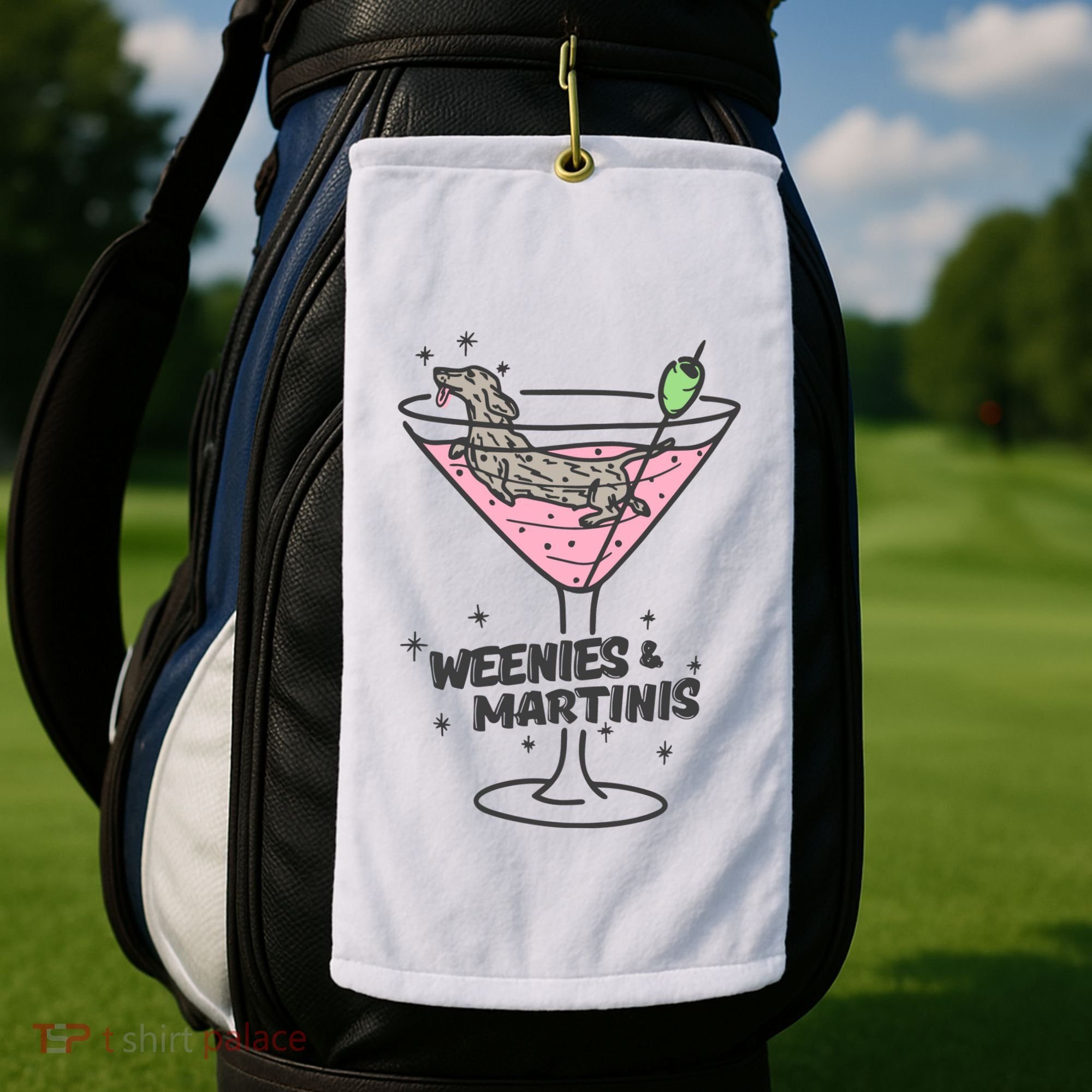 Weenies And Martini Weenie Dog Lover Golf Towel