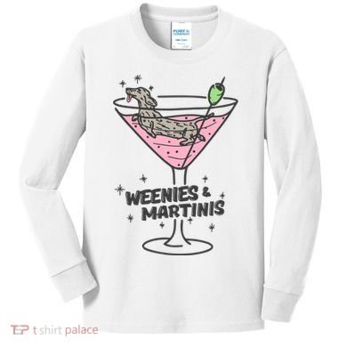 Weenies And Martini Weenie Dog Lover Kids Long Sleeve Shirt