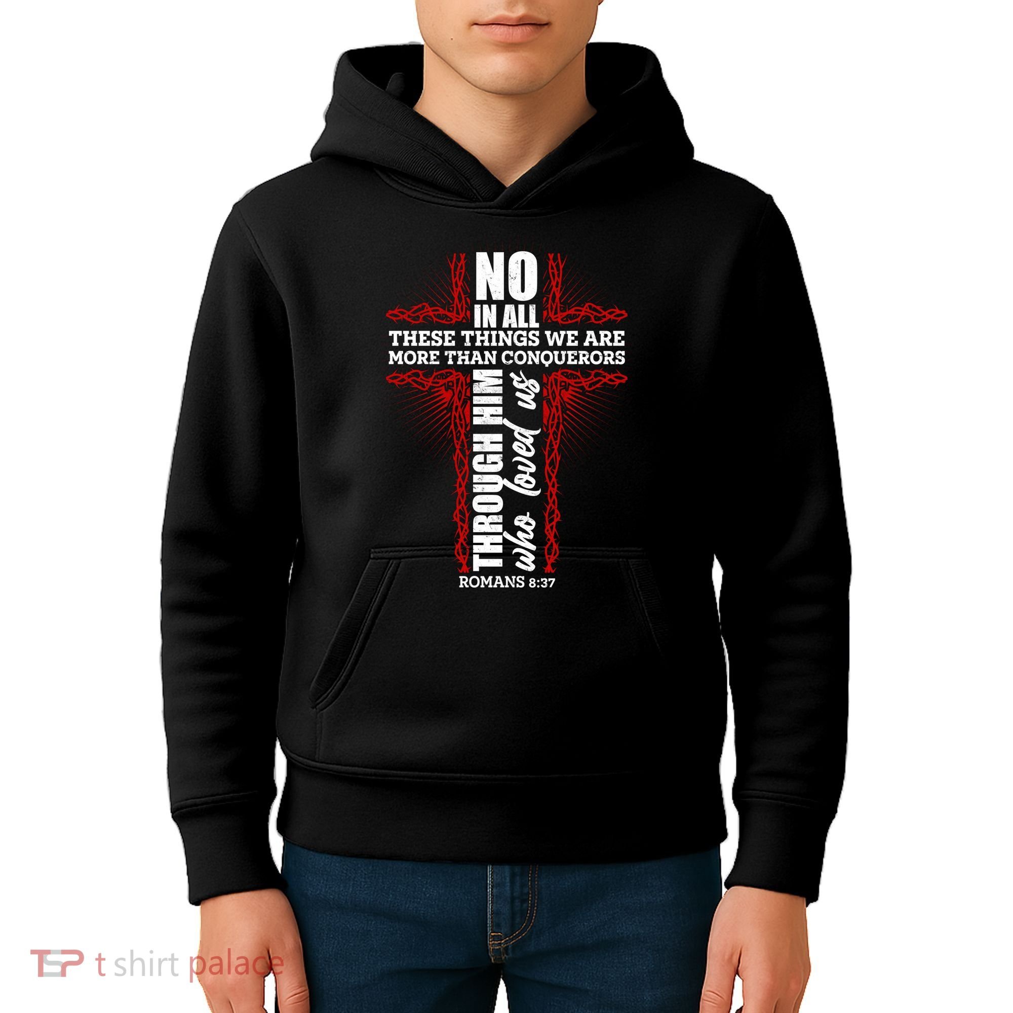 We Are More Than Conquerors Romans 8:37 Kids Hoodie