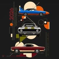 Woodward Ave M1 Classic Cars Art Deco 2026 Baby Bodysuit thumb 2