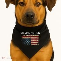 We Are Not Ok Usa Flag Upside Down USA-Made Doggie Bandana thumb 1