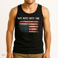 We Are Not Ok Usa Flag Upside Down Tank Top thumb 3