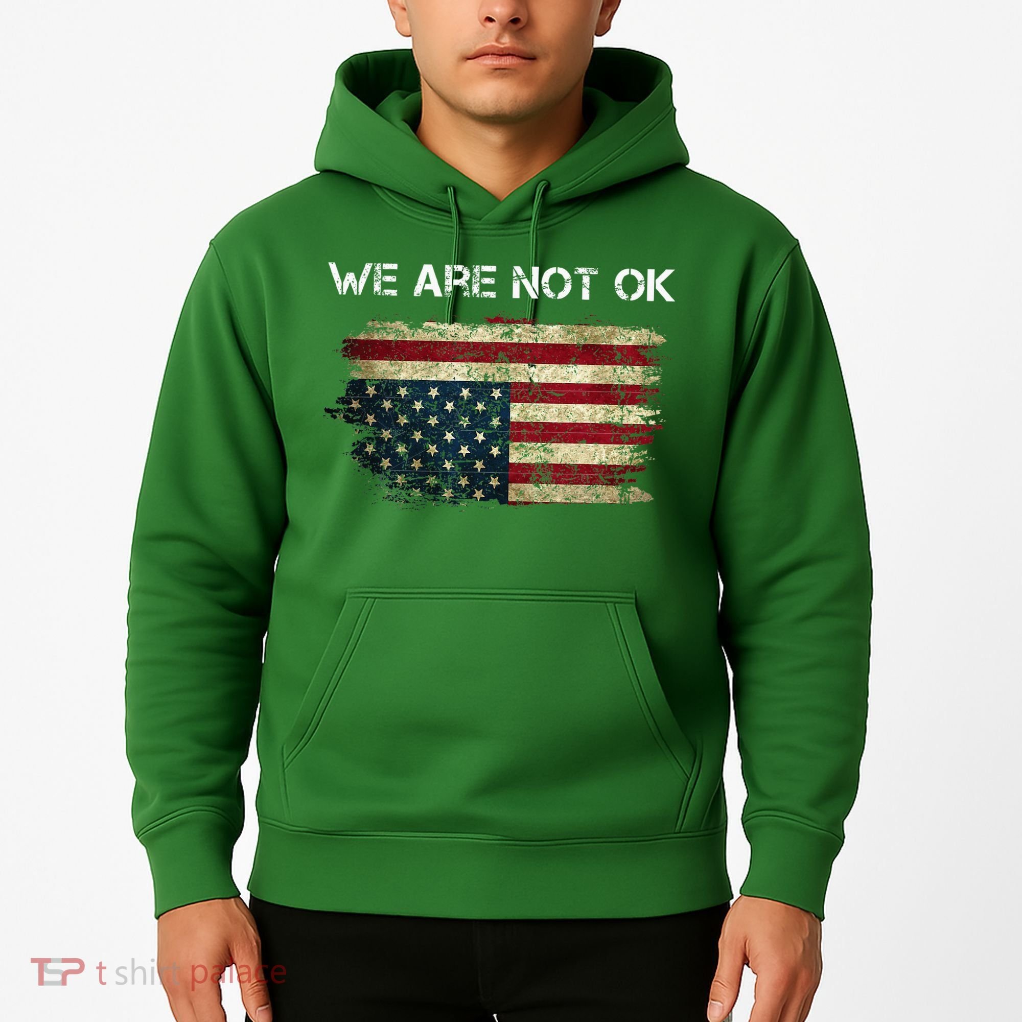 We Are Not Ok Usa Flag Upside Down Hoodie