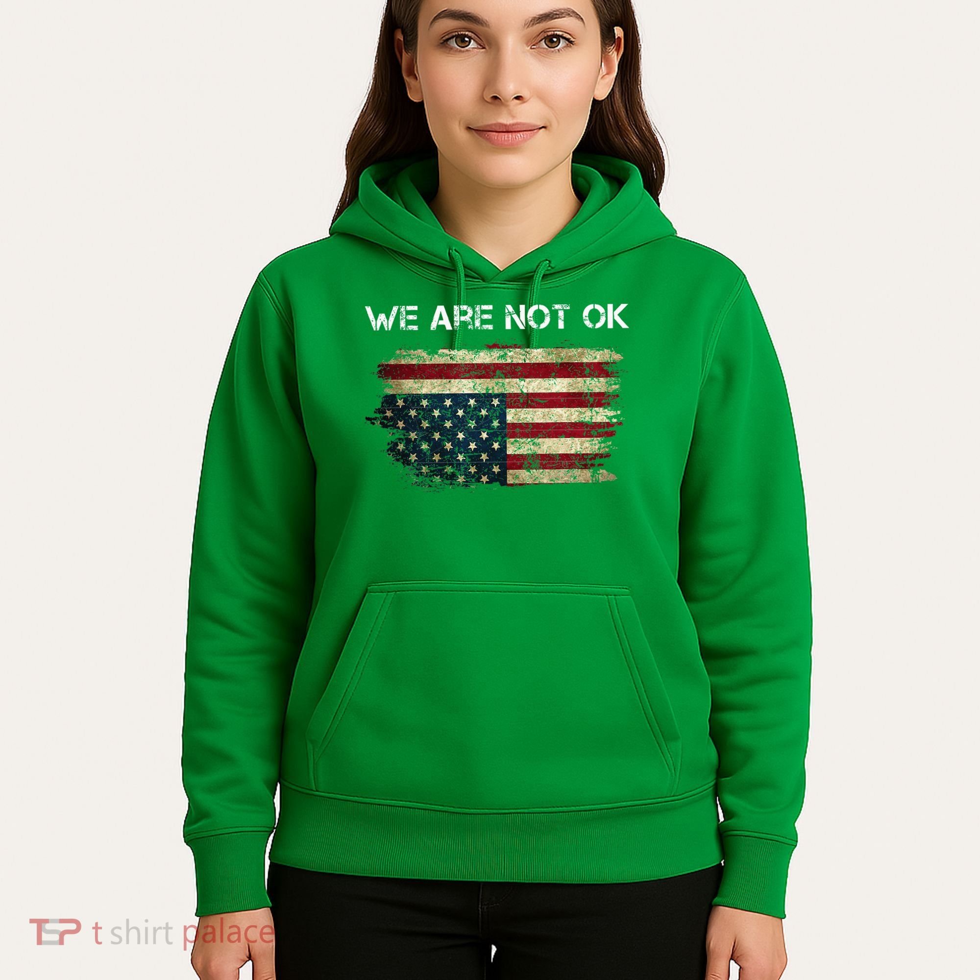 We Are Not Ok Usa Flag Upside Down Hoodie