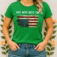We Are Not Ok Usa Flag Upside Down Women's T-Shirt thumb 2