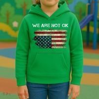 We Are Not Ok Usa Flag Upside Down Kids Hoodie thumb 3