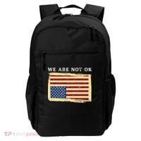 We Are Not Ok Upside Down USA Flag In Distress Backpack thumb 0