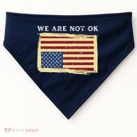 We Are Not Ok Upside Down USA Flag In Distress USA-Made Doggie Bandana thumb 0