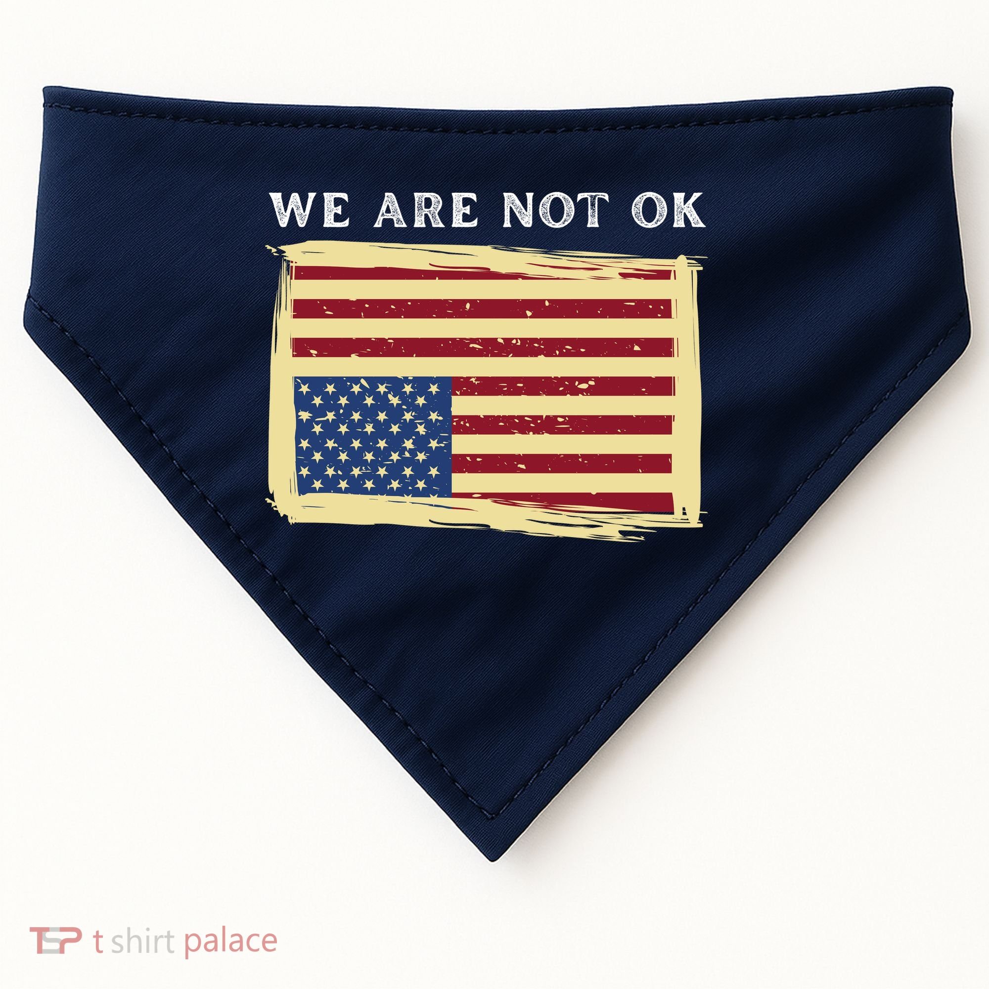 We Are Not Ok Upside Down USA Flag In Distress USA-Made Doggie Bandana
