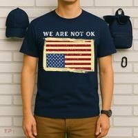 We Are Not Ok Upside Down USA Flag In Distress T-Shirt thumb 6