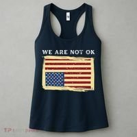 We Are Not Ok Upside Down USA Flag In Distress Women's Tank Top thumb 3