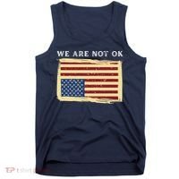 We Are Not Ok Upside Down USA Flag In Distress Tank Top thumb 0