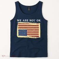 We Are Not Ok Upside Down USA Flag In Distress Tank Top thumb 2