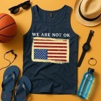 We Are Not Ok Upside Down USA Flag In Distress Tank Top thumb 4
