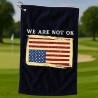We Are Not Ok Upside Down USA Flag In Distress Golf Towel thumb 1
