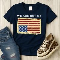 We Are Not Ok Upside Down USA Flag In Distress Women's T-Shirt thumb 3