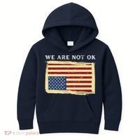 We Are Not Ok Upside Down USA Flag In Distress Kids Hoodie thumb 0