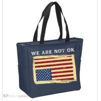 We Are Not Ok Upside Down USA Flag In Distress Tote Bag thumb 2