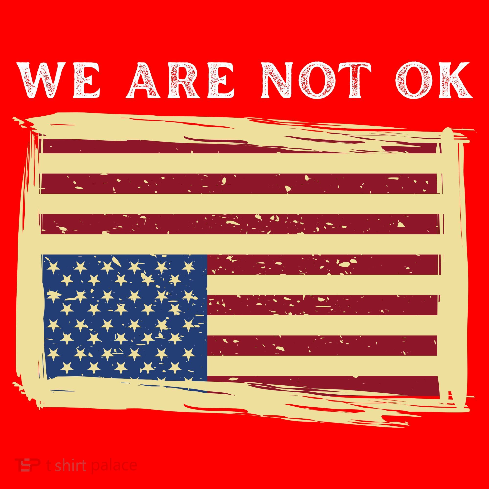 We Are Not Ok Upside Down USA Flag In Distress Santa Hat