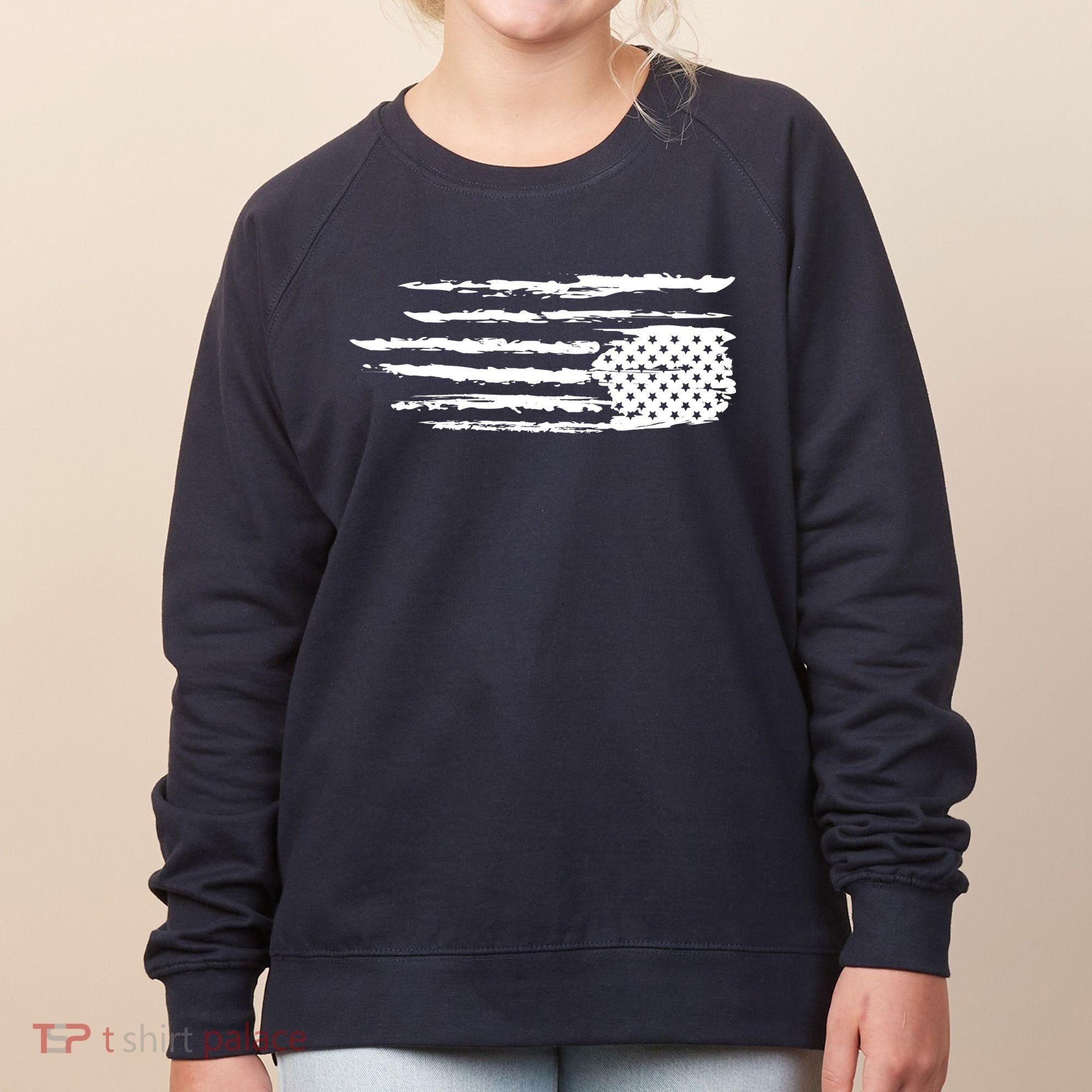 We Are Not Ok Upside Down USA Flag In Distress Women's Sweatshirt