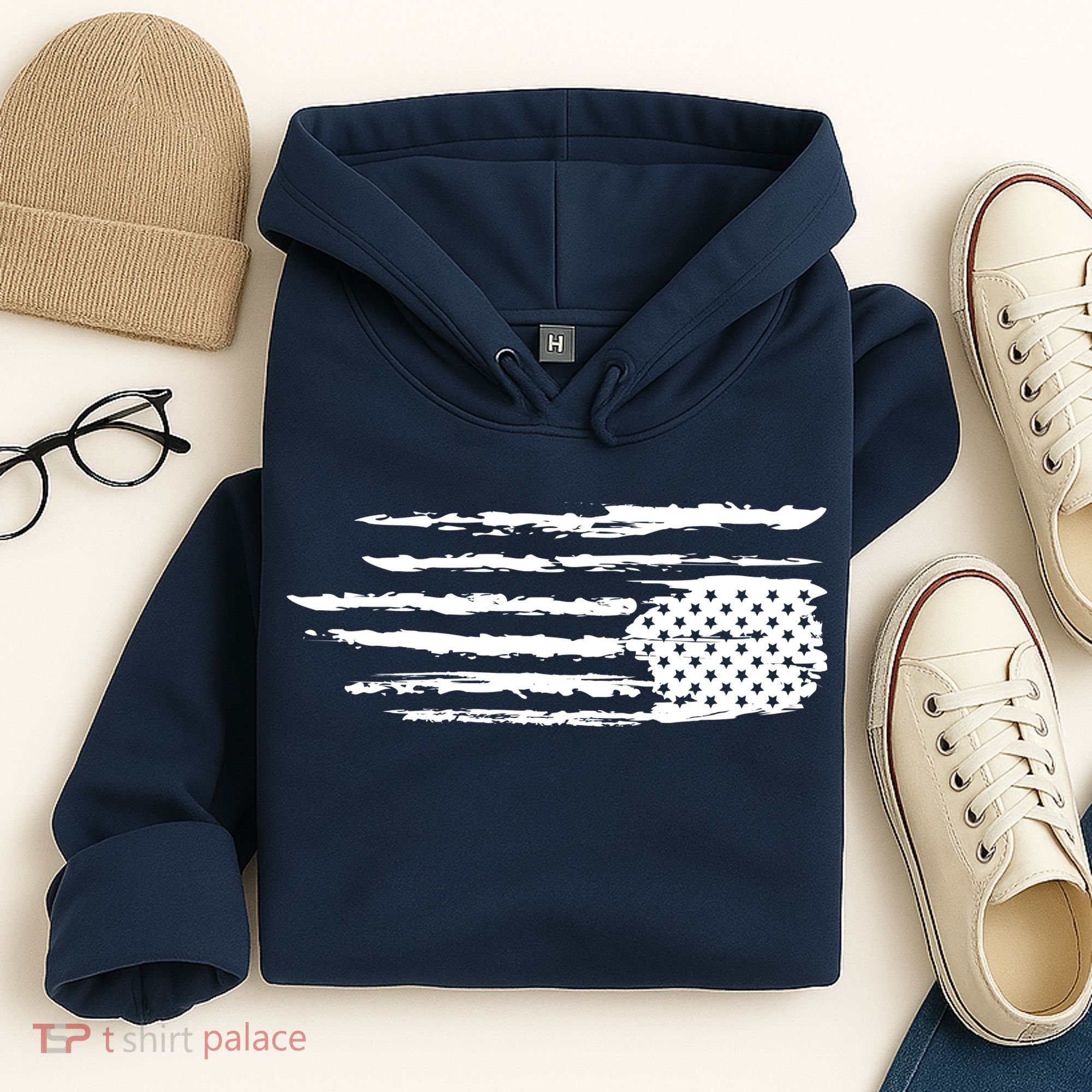 We Are Not Ok Upside Down USA Flag In Distress Hoodie