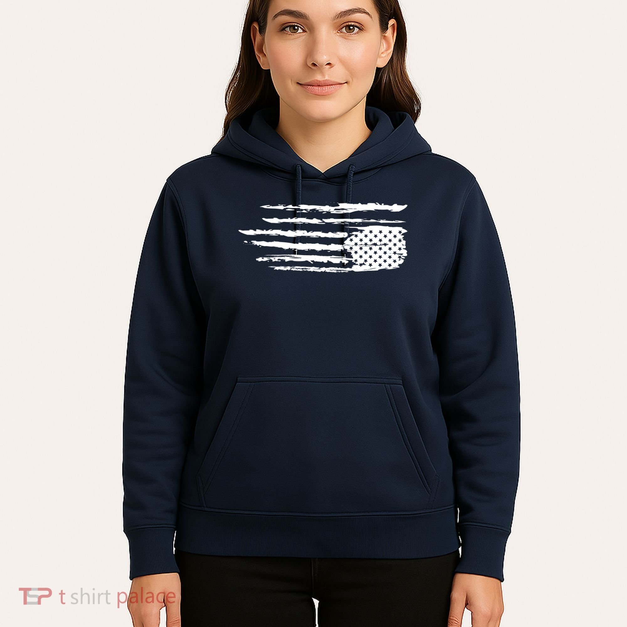 We Are Not Ok Upside Down USA Flag In Distress Hoodie