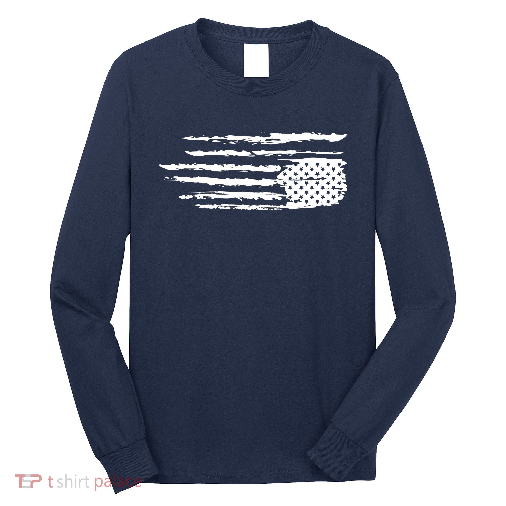 We Are Not Ok Upside Down USA Flag In Distress Long Sleeve Shirt
