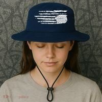 We Are Not Ok Upside Down USA Flag In Distress Bucket Hat thumb 3