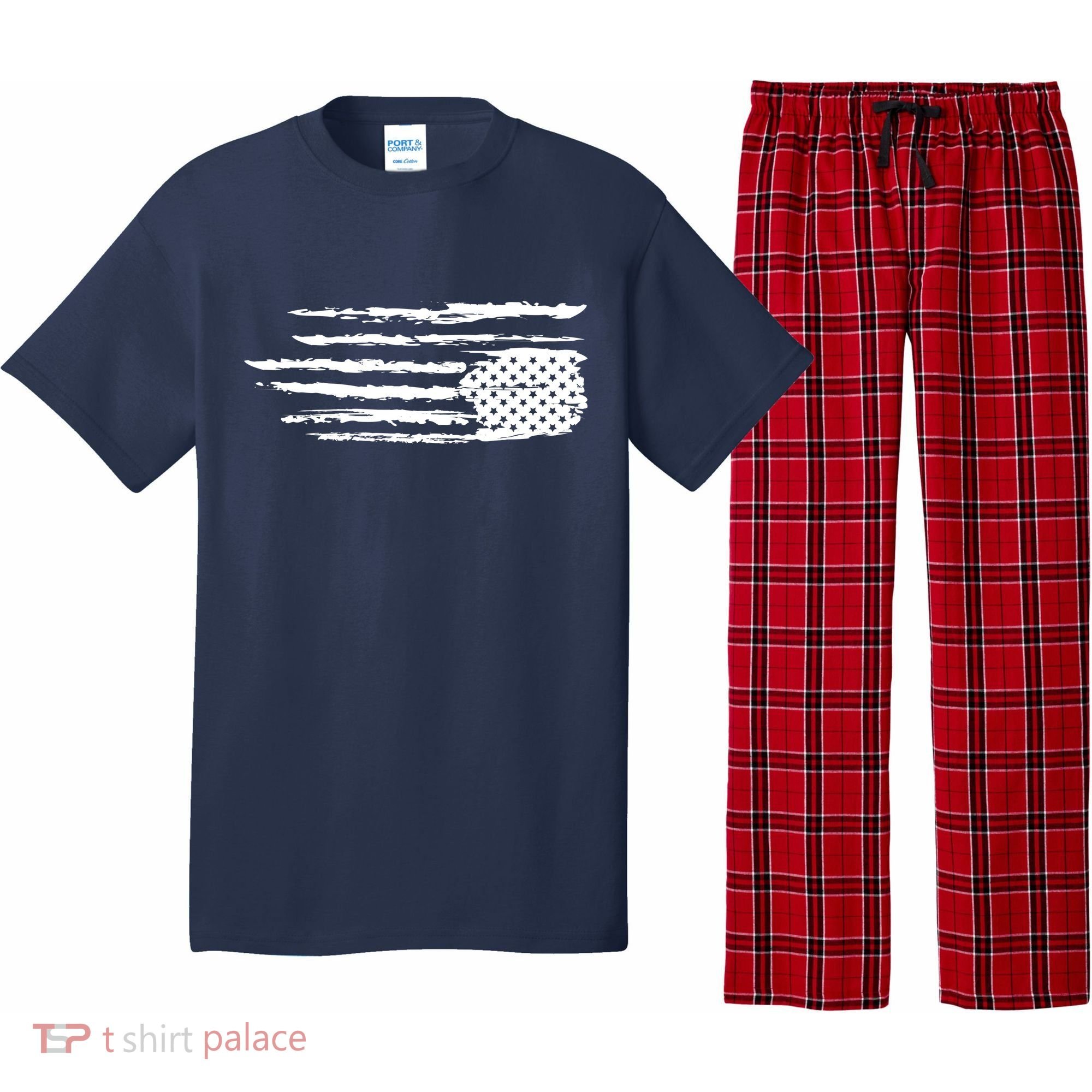 We Are Not Ok Upside Down USA Flag In Distress Pajama Set