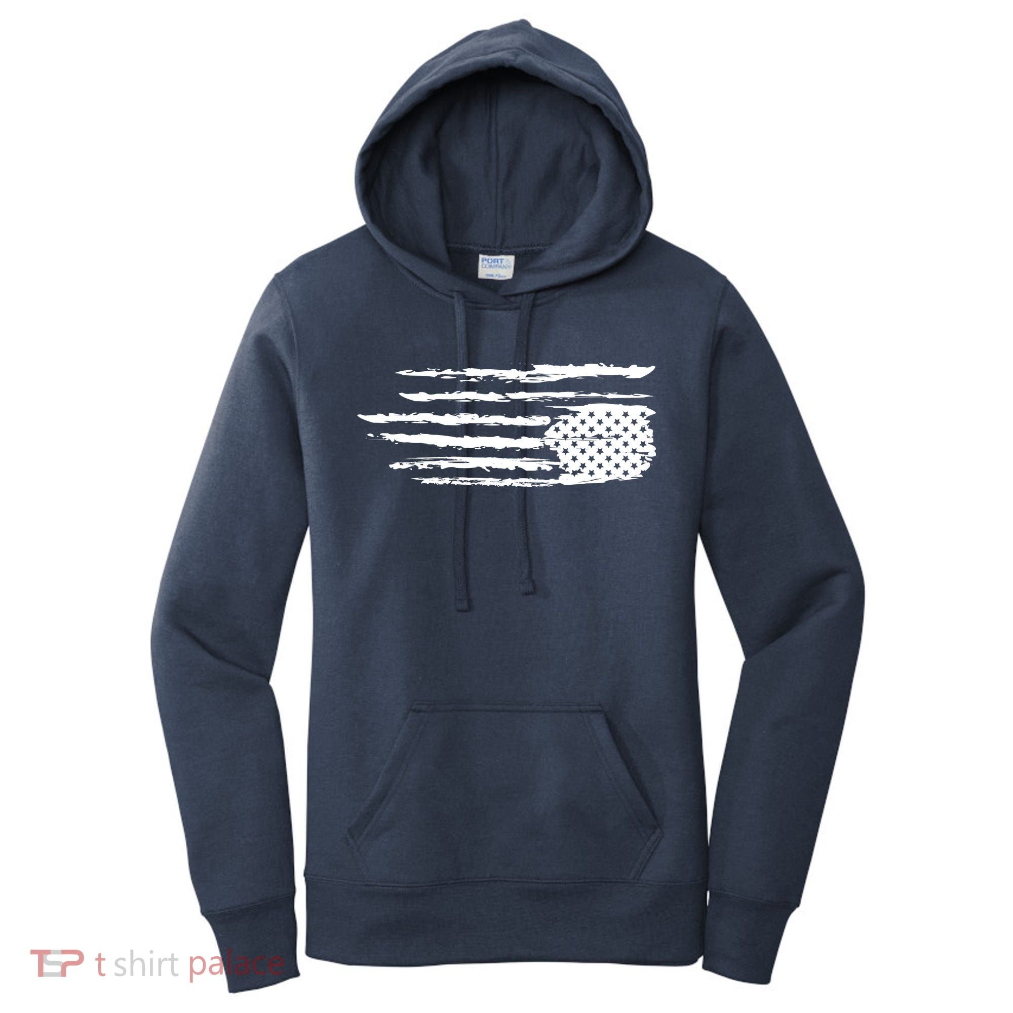 We Are Not Ok Upside Down USA Flag In Distress Women's Hoodie