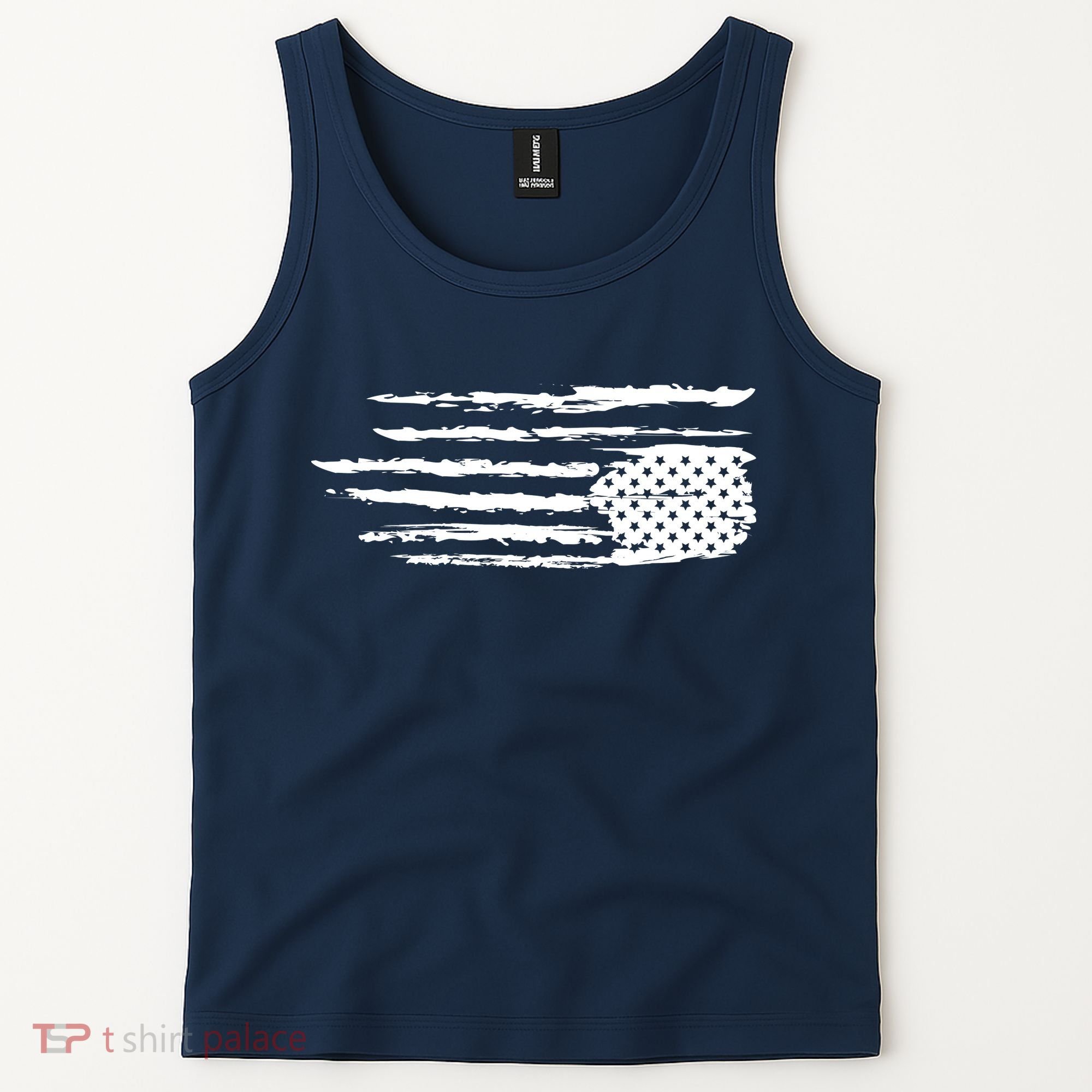 We Are Not Ok Upside Down USA Flag In Distress Tank Top
