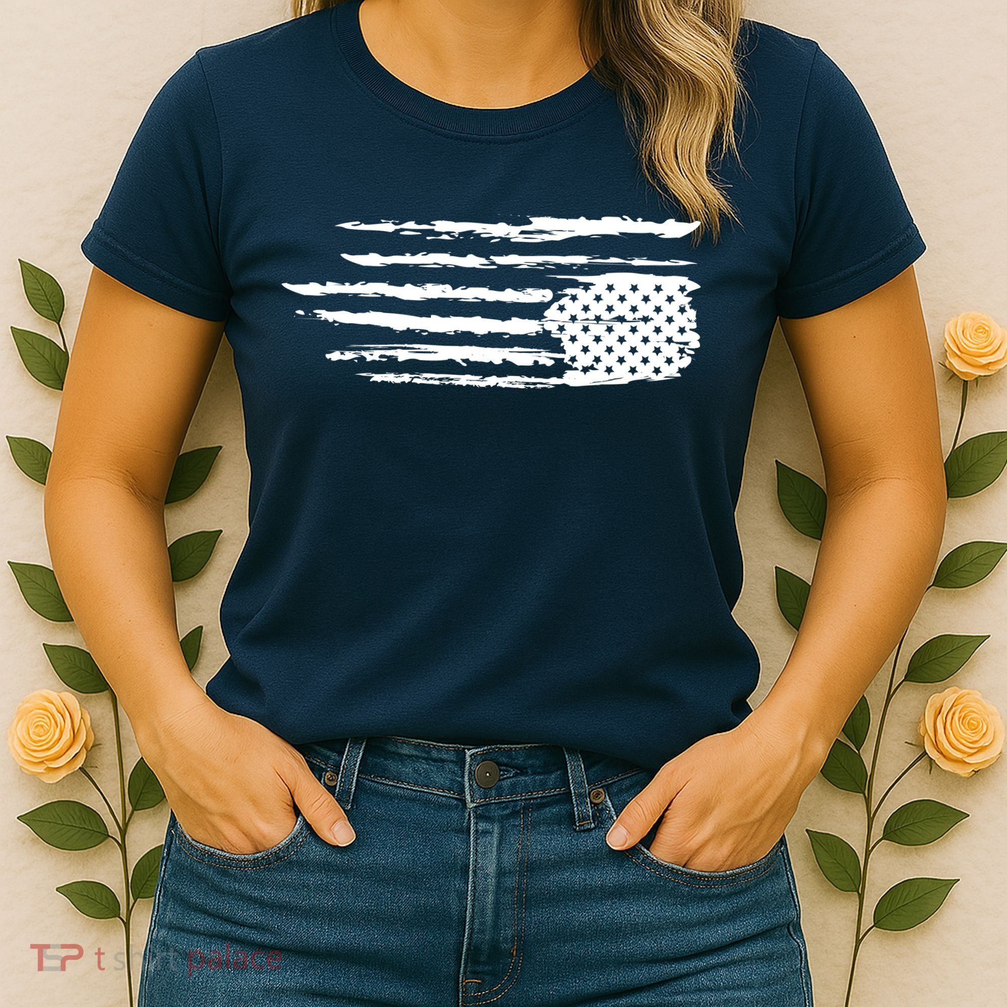 We Are Not Ok Upside Down USA Flag In Distress Women's T-Shirt