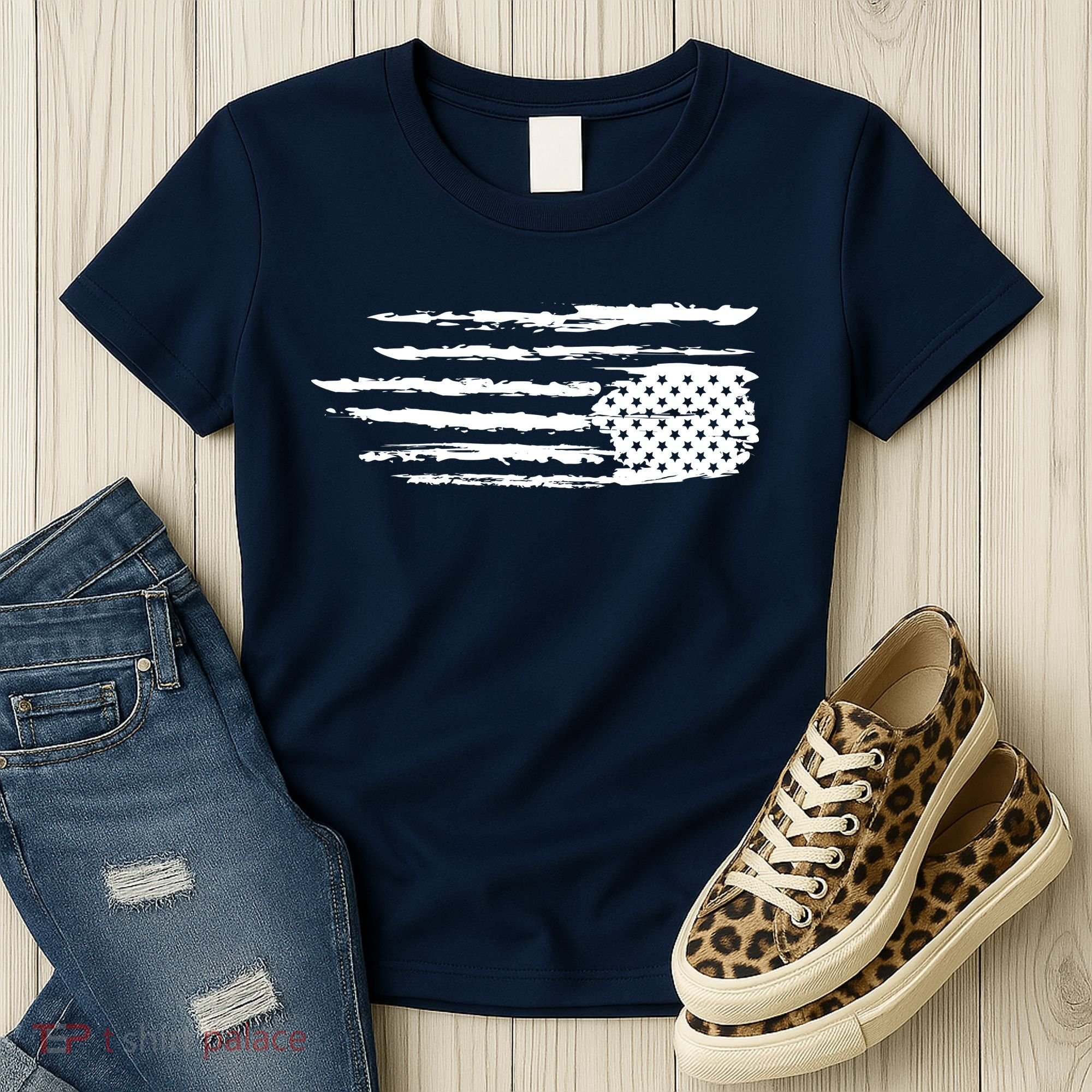 We Are Not Ok Upside Down USA Flag In Distress Women's T-Shirt