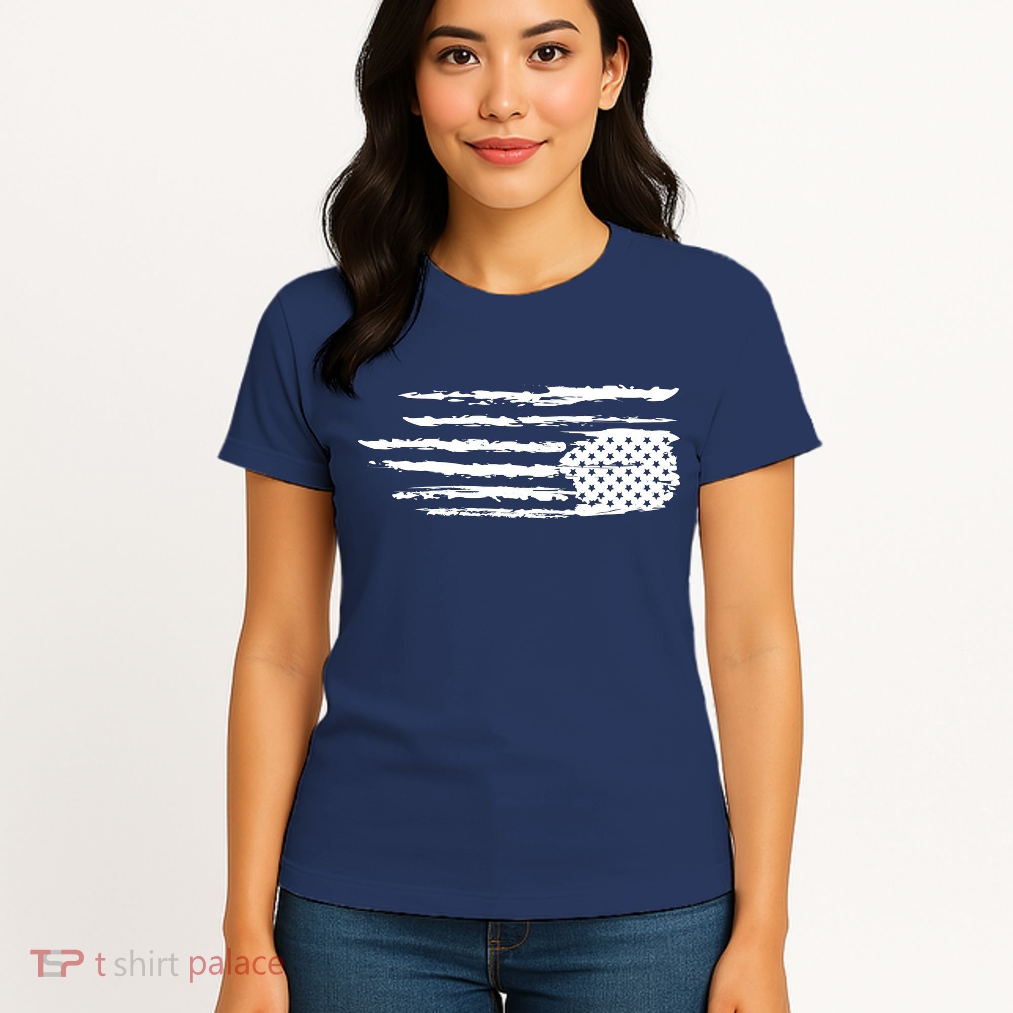 We Are Not Ok Upside Down USA Flag In Distress Women's T-Shirt