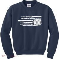 We Are Not Ok Upside Down USA Flag In Distress Kids Sweatshirt thumb 0