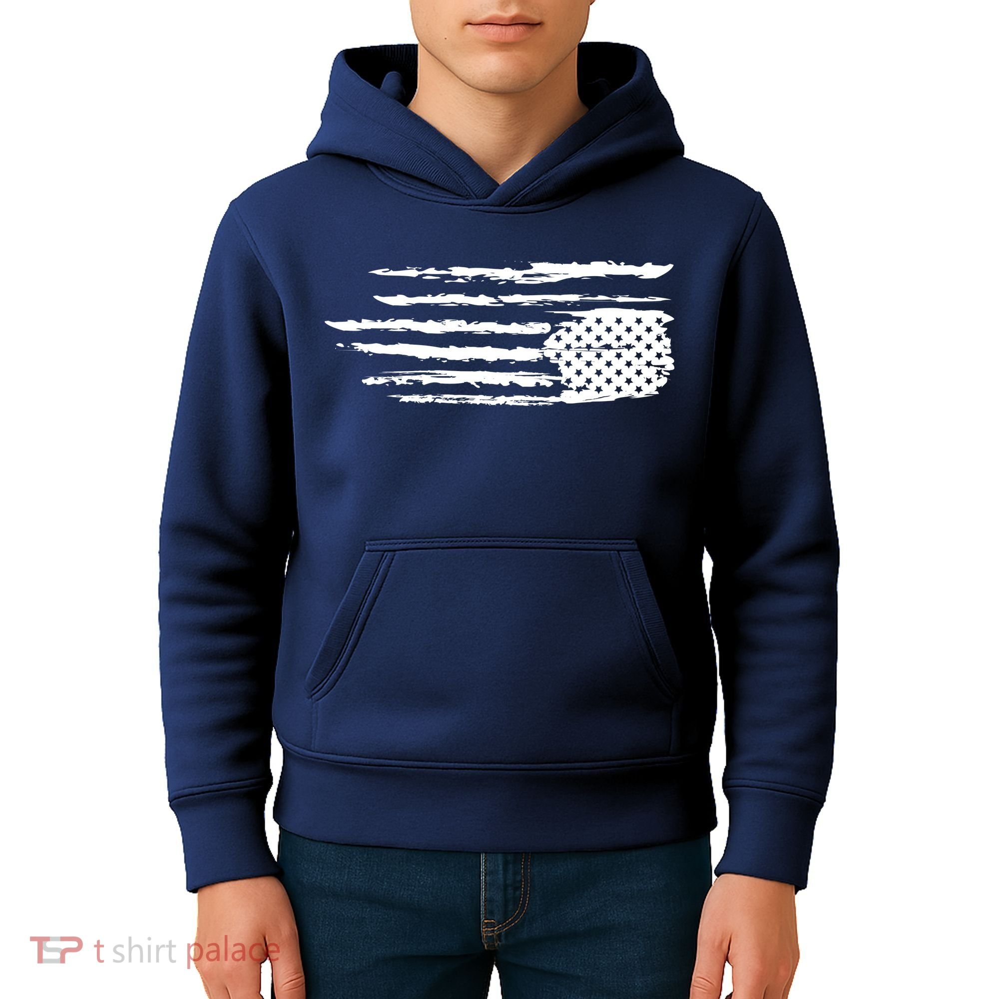 We Are Not Ok Upside Down USA Flag In Distress Kids Hoodie