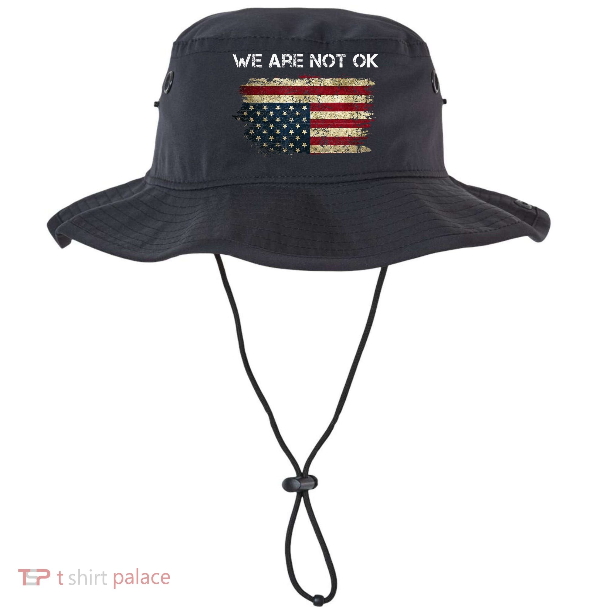 We Are Not Ok Usa Flag Upside Down Bucket Hat
