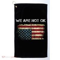We Are Not Ok Usa Flag Upside Down Golf Towel thumb 0