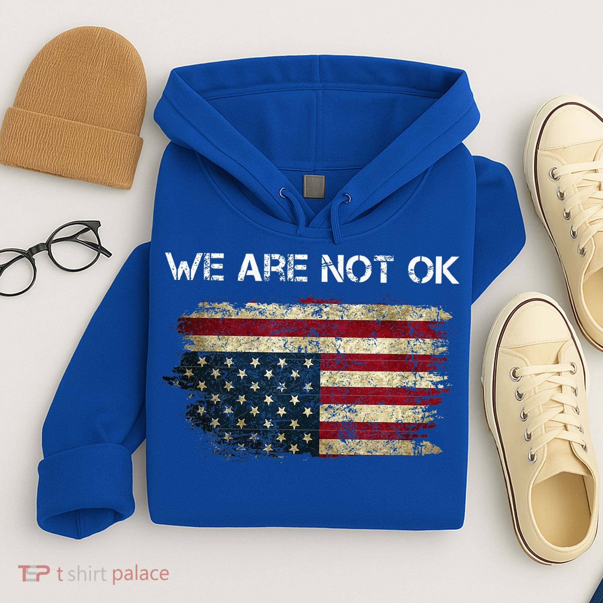 We Are Not Ok Usa Flag Upside Down Hoodie