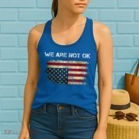 We Are Not Ok Usa Flag Upside Down Women's Tank Top thumb 2